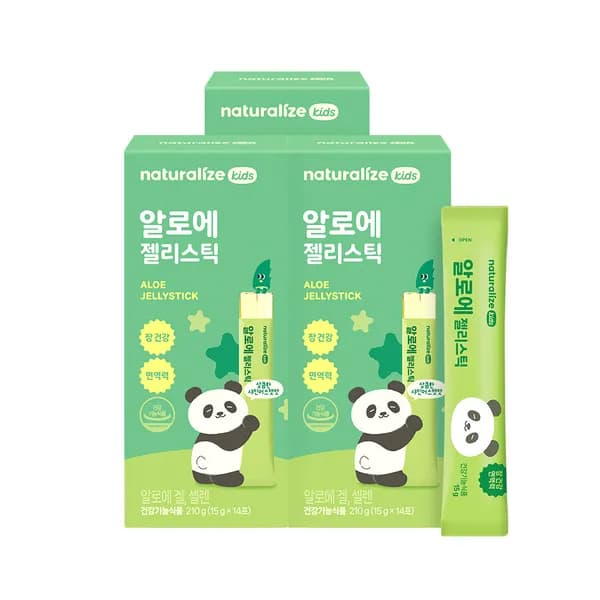 네추럴라이즈 키즈 알로에 젤리스틱 샤인머스캣맛 알로에겔 셀렌 14포, 3개
