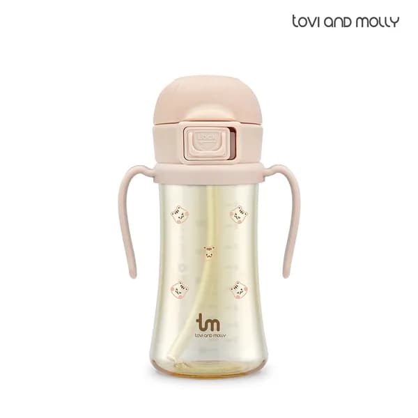 돗람이 핑크 아기 유아 어린이집 이유식 원터치락 빨대컵 280ml