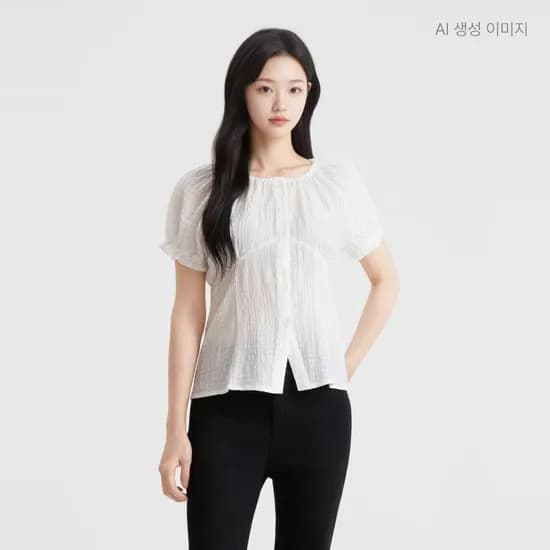 로엠 캡소매 셔링 블라우스 RMBLG37R21