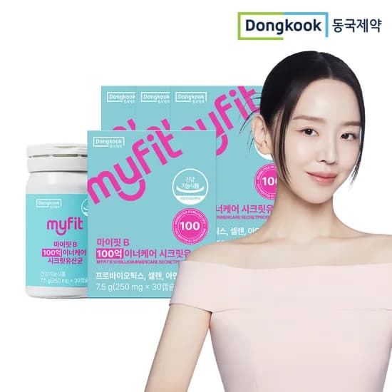 동국제약 마이핏B 시크릿유산균 여성 질 유래 100억 프로바이오틱스 30캡슐, 4개