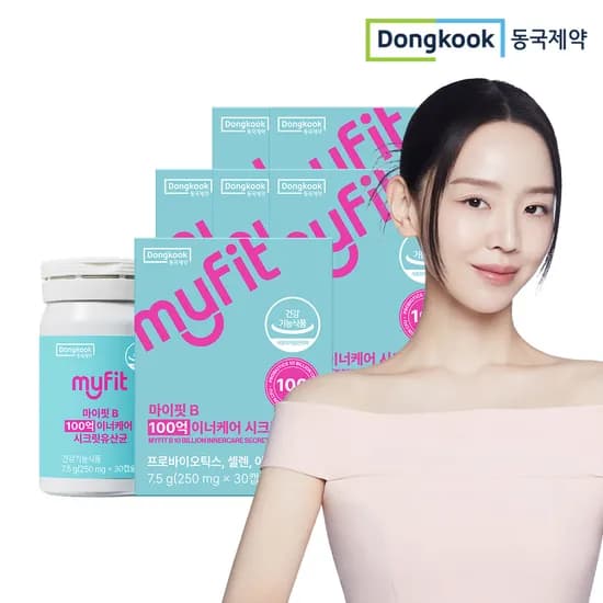 동국제약 마이핏B 시크릿유산균 여성 질 유래 100억 프로바이오틱스 30캡슐, 6개