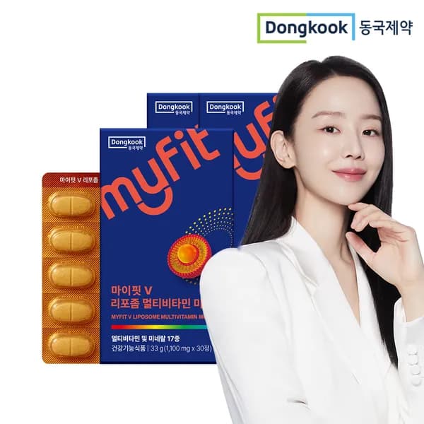 동국제약 마이핏V 리포좀 멀티비타민 미네랄 17종 올인원 영양제 30정, 3개