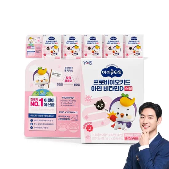 아이클타임 프로바이오키드 유산균 아연 비타민D 스틱 딸기요거트 30포 6개