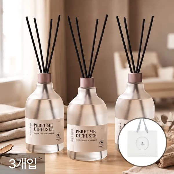 퍼퓸 디퓨저 실내방향제 대용량 집들이선물 인테리어 호텔우드, 600ml, 3개