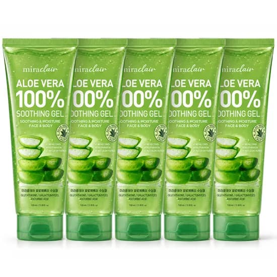 휴대용 순도100% 알로에베라 수딩젤 촉촉 수분보습 무알콜 진정 쿨링겔 100ml 5개