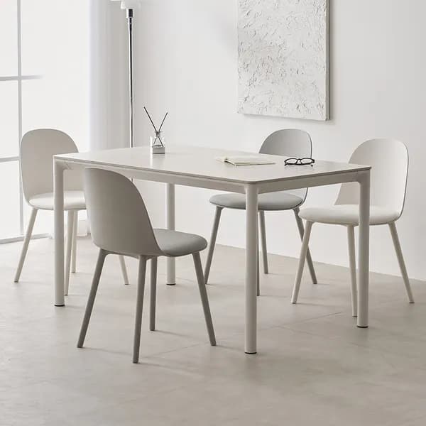 오르트 테이블 포세린 세라믹 식탁세트 의자4 화이트2 그레이2 1200mm 화이트