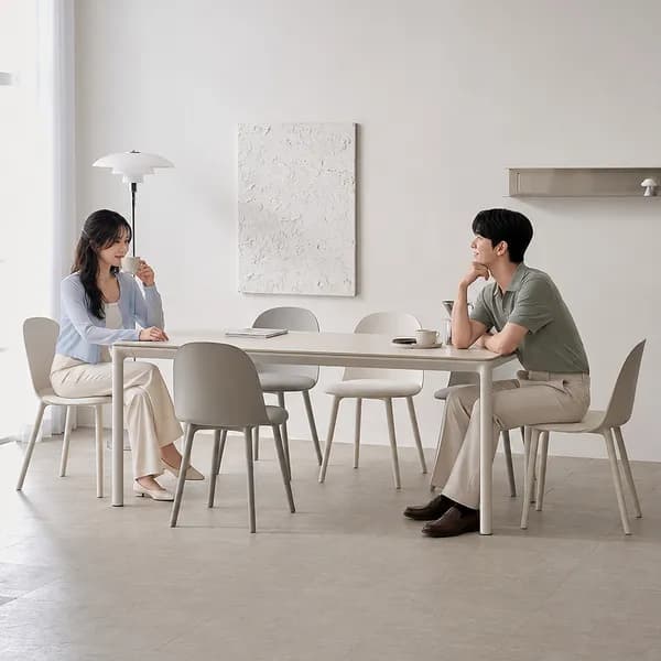 오르트 테이블 포세린 세라믹 식탁세트 의자6화이트3그레이3, 1600mm, 화이트