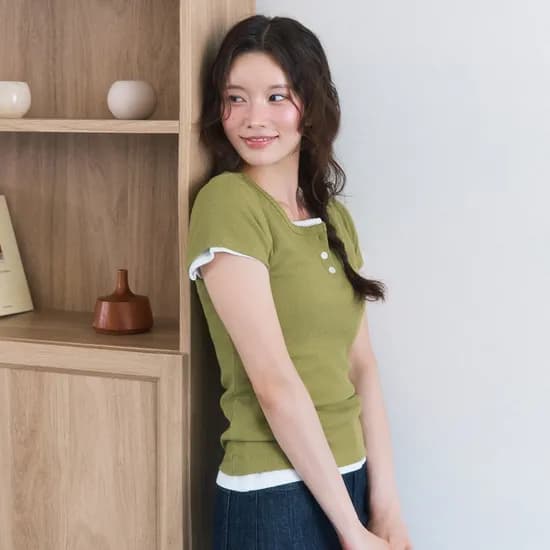 로엠 헨리넥 반팔 티셔츠 RMHWG26RT6