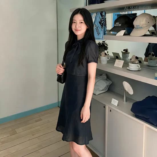 로엠 시스루 레이어드 A라인 원피스 RMOWG38ST1