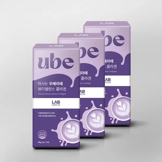 랩온랩 마시는 우베라떼 뷰티밸런스 콜라겐 7g 14포 우베 98g 3개
