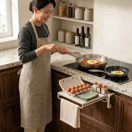 람스 무타공 행주걸이 주방 싱크대 수건 걸이 행주 건조대 접이식 보조선반
