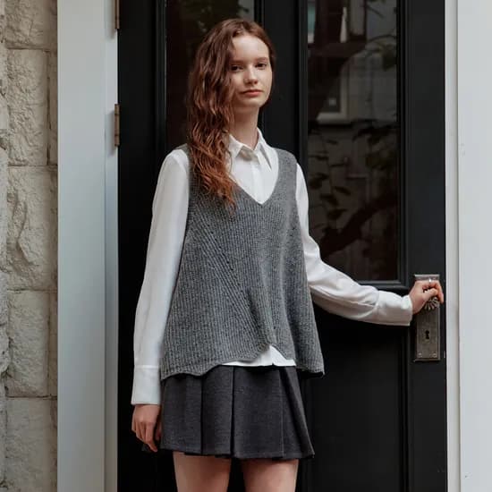 포레 브이넥 울 베스트 FORET V-NECK WOOL VEST GRAY