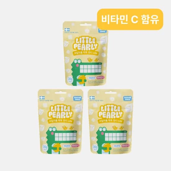 리틀펄리 유아 어린이 비타민 자일리톨 장유산균 무설탕 캔디 라이트 레몬, 35g, 3개
