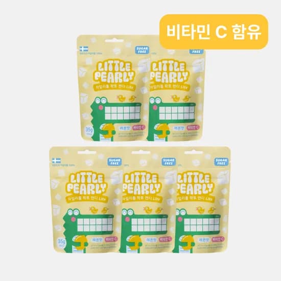 리틀펄리 유아 어린이 비타민 자일리톨 장유산균 무설탕 캔디 라이트 레몬, 35g, 5개