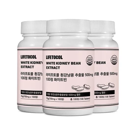 라이프토콜 흰강낭콩 추출물 500mg 100정 3개