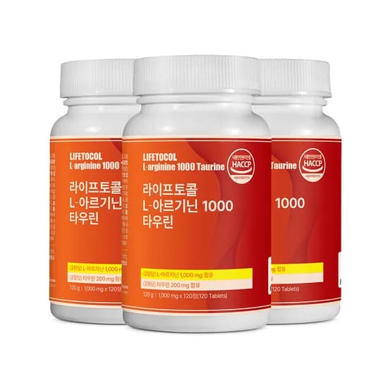 라이프토콜 L아르기닌 1000 타우린 아르지닌 여자 엘아르기닌 120정 3개