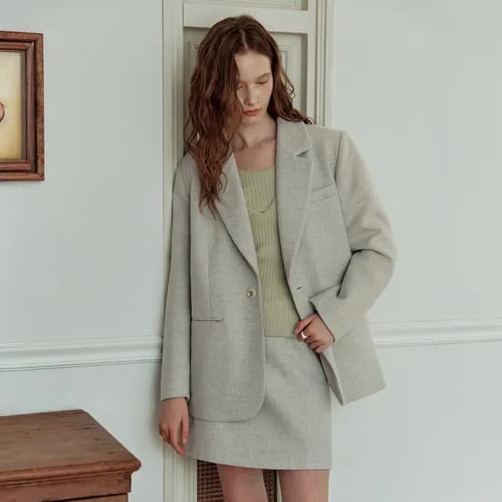 캄 원버튼 블레이저 자켓 CALM ONE BUTTON BLAZER JACKET LIGHT GRAY