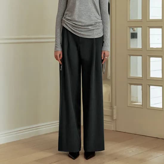 베이직 원턱 와이드 팬츠 BASIC ONE-TUCK WIDE PANTS CHARCOAL 89,000원