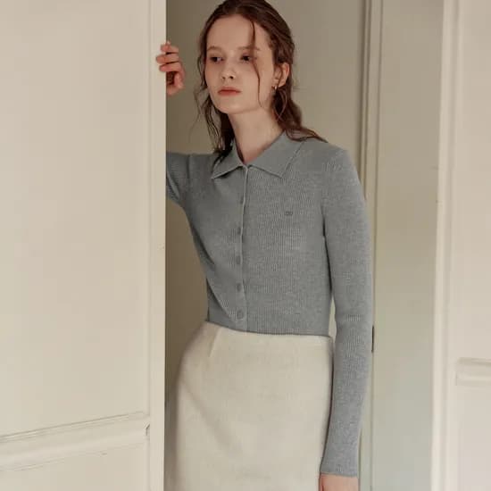 슬림핏 버튼 카라 가디건 SLIM FIT BUTTON COLLAR CARDIGAN GRAY 39,000원