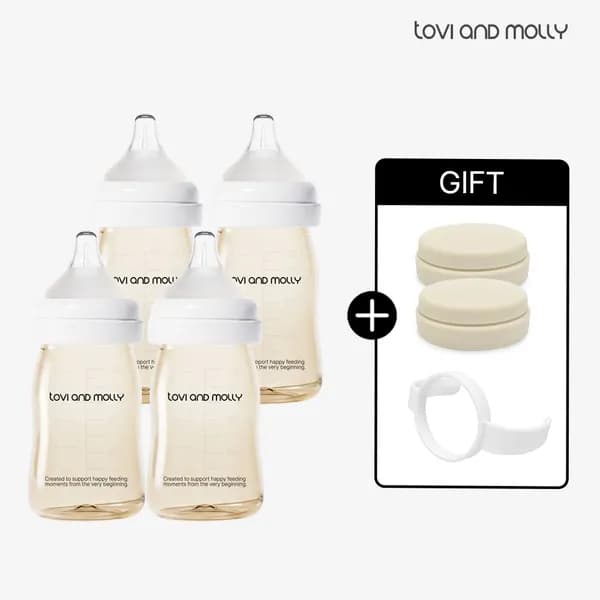 토비앤몰리 PPSU 신생아 배앓이 방지 아기 젖병 (젖꼭지 포함) 180ml 4개 베이직(화이트)