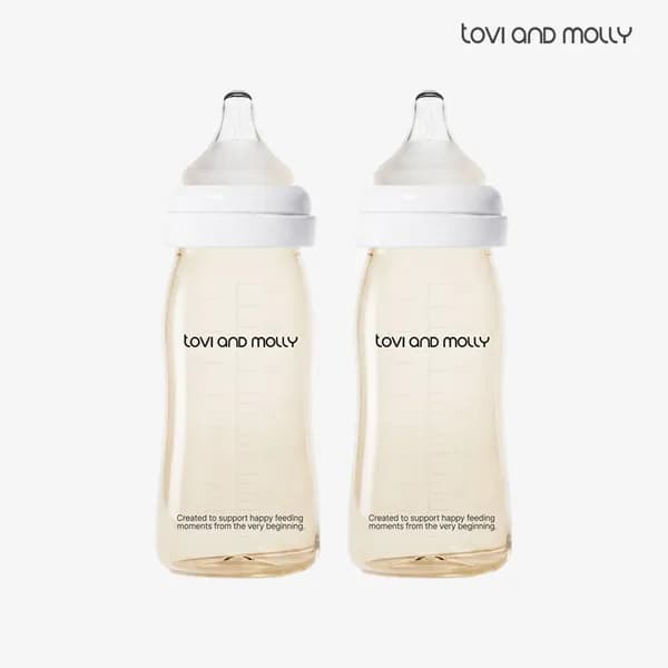 토비앤몰리 PPSU 신생아 배앓이 방지 아기 젖병 280ml 2개 베이직 화이트