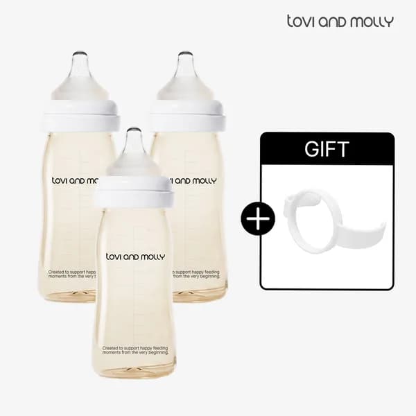 토비앤몰리 PPSU 신생아 배앓이 방지 아기 젖병 280ml 3개 베이직 화이트