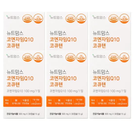 뉴트맘스 코엔자임Q10 코큐텐 임신준비 항산화 영양제 순도99.3% 30캡슐, 6개