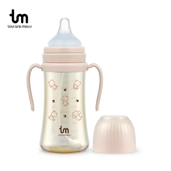 토비앤몰리 PPSU 빨대젖병 자기주도 셀프수유 젖병 280ml 몰리(핑크) 1개