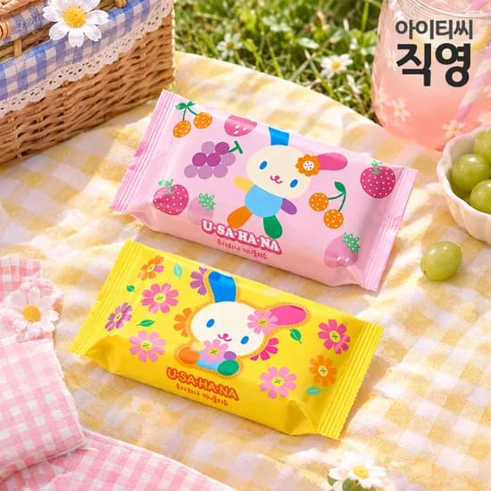 산리오 우사하나 휴대용 미니 물티슈 8매 혼합색상 24개