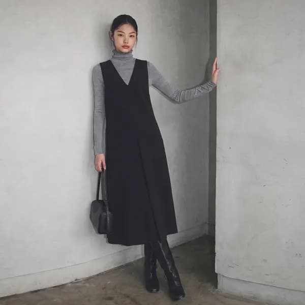 여성 데일리룩 하객 뷔스티에 롱 원피스 2컬러