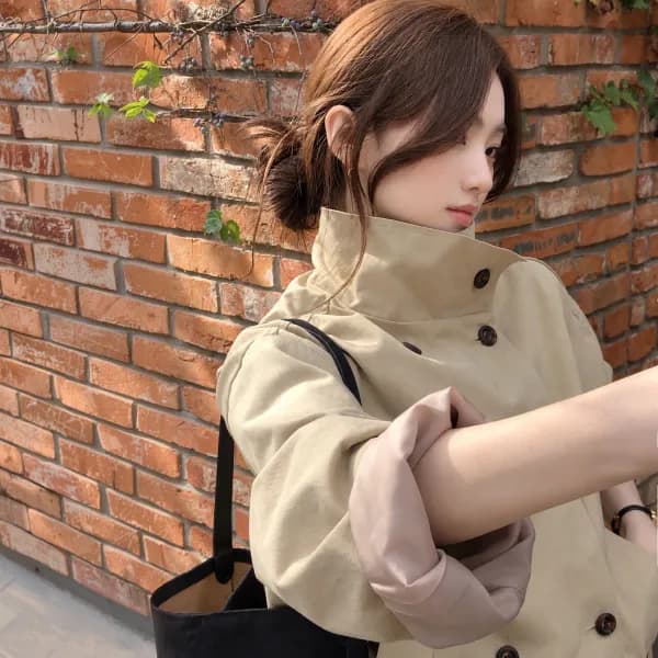 하이넥 벨티드 숏 트렌치 코트 ct1728 73,600원