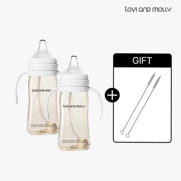 토비앤몰리 PPSU 빨대젖병 자기주도 셀프수유 젖병 280ml 베이직(화이트) 2개