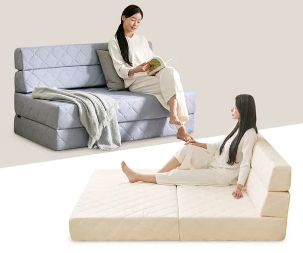 세인트블랑 4단 황토HR스펀지 접이식 매트리스 쇼파베드 18cm 싱글