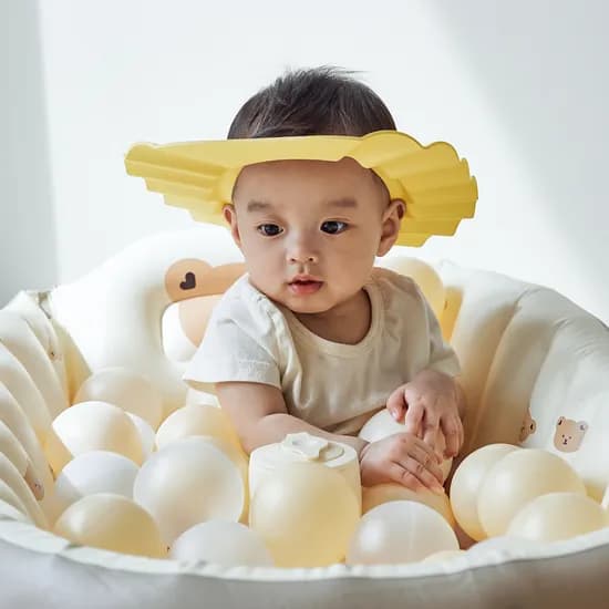아가드 베이비버블 유아 아기 샴푸캡 헤어캡 옐로우