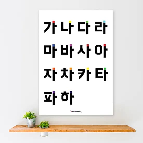 방수 한글포스터 유아 벽보 아기포스터 가나다라표 A3 소형 자음모음 벽그림 공부