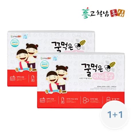 어린이 전체식 홍삼 꿀먹은 아이홍삼 6년근 키즈 유아 30포, 2개