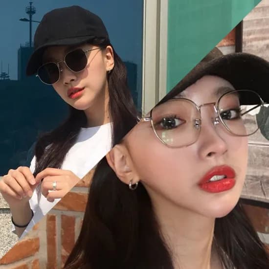 자외선차단 변색렌즈안경 블루라이트차단 시력보호 청광 사각 보잉 동글이 안경테 선글라스