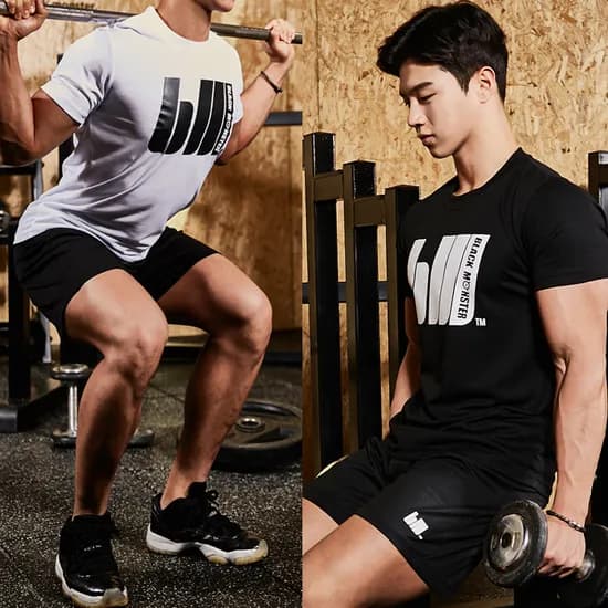 블랙몬스터핏 남성 상의 헬스복 트레이닝복 세트 빅사이즈 짐웨어 헬스장