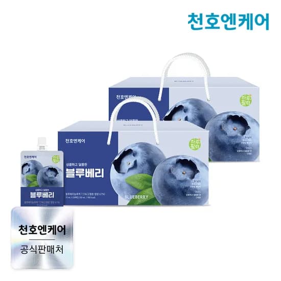 천호엔케어 100% 캘리포니아 블루베리주스 블랙커런트 블루베리즙 30포, 2개