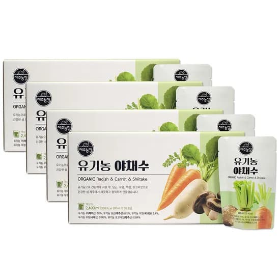 제주농장 유기농 야채수 100% 유기농 야채즙 채소수 채소즙 30포 4개