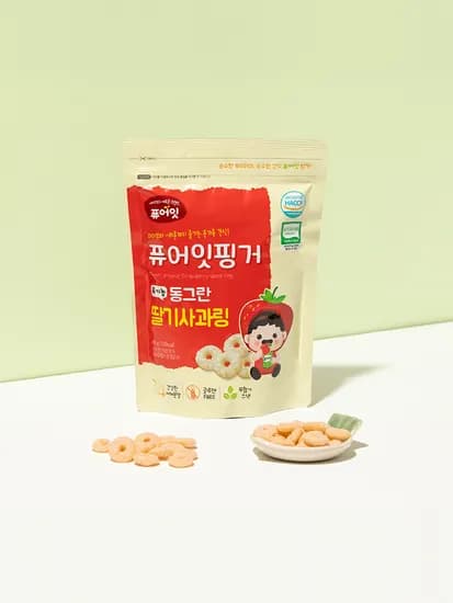 퓨어잇 핑거 유기농 아이과자 동그란 딸기사과링 아기 간식 2,500원