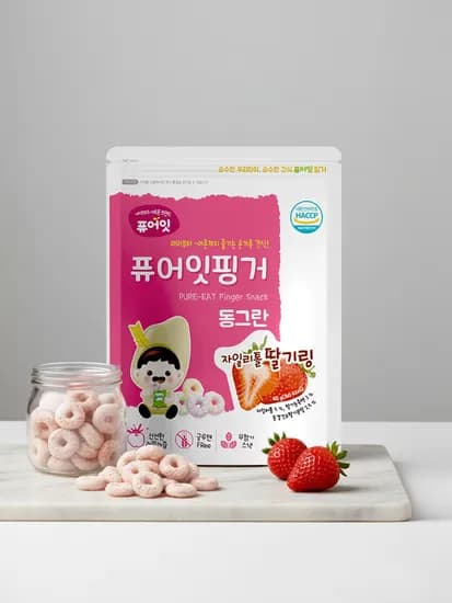 퓨어잇 핑거 동그란 자일리톨 딸기링 아이과자 과일링 간식