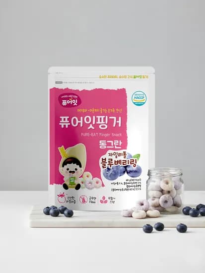 퓨어잇 핑거 동그란 자일리톨 블루베리링 아이과자 과일링 간식