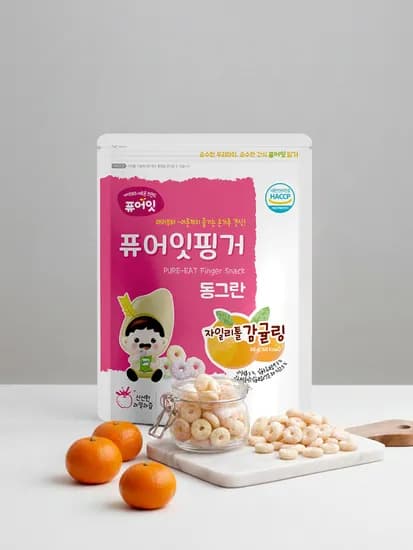 퓨어잇 핑거 동그란 자일리톨 감귤링 아이과자 과일링 간식