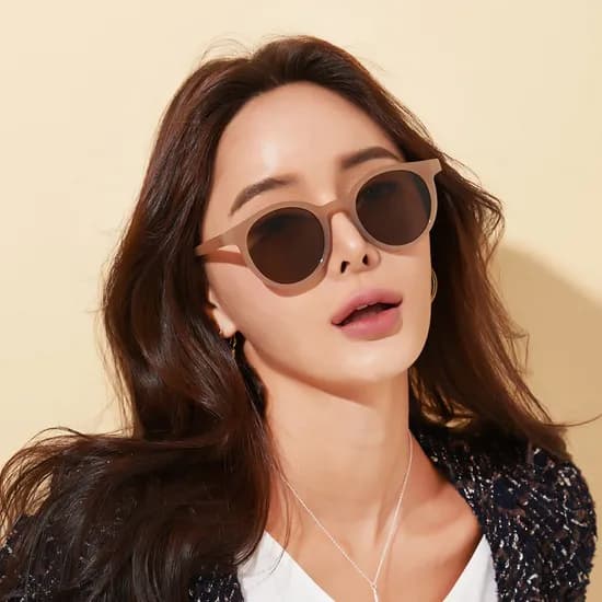 남성 여성 공용 호박 뿔테 라운드 선글라스