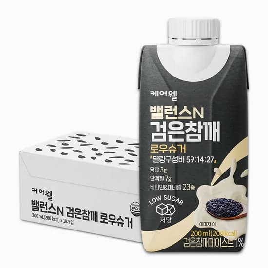 케어웰 밸런스N 검은참깨 식사대용 균형 영양식 환자 노인 영양음료 200ml 18개