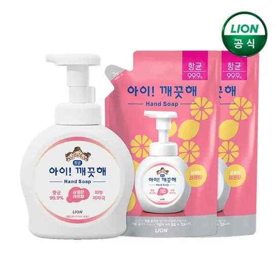 아이깨끗해 핸드워시 레몬 490ml 본품 450ml 리필 2개