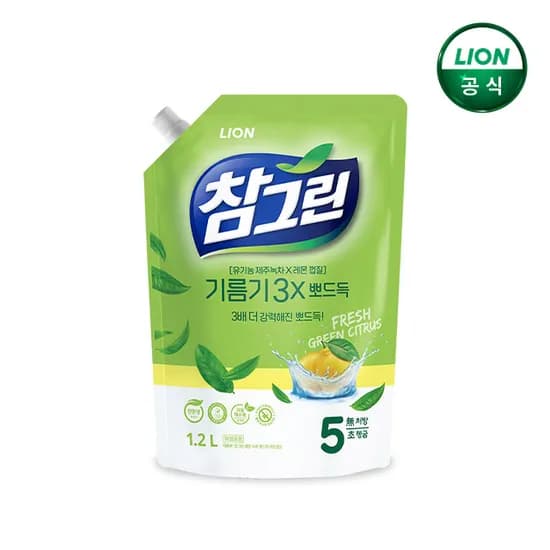 참그린 기름기 뽀드득 1.2L 리필 1개 주방세제