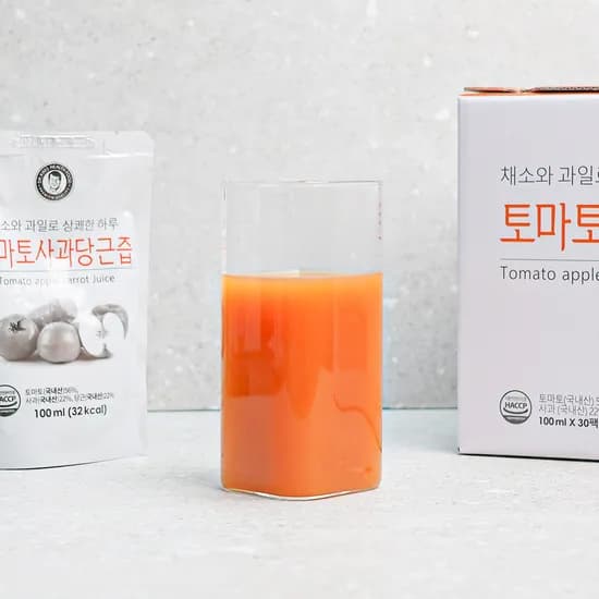 김재식헬스푸드 저온착즙100% 국내산 토마토 사과 당근즙 100ml 30팩 1박스