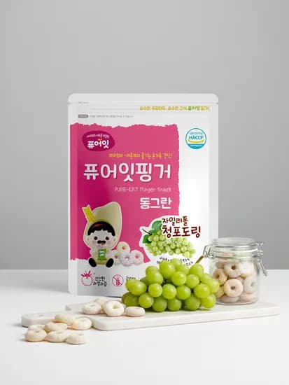 퓨어잇 핑거 동그란 자일리톨 청포도링 아이과자 과일링 간식
